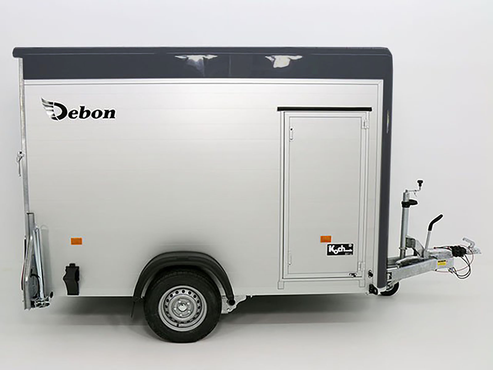 Debon Kofferanhänger C300 148x295cm H:190cm 1.3t Alu, Polybug|Tür|grau