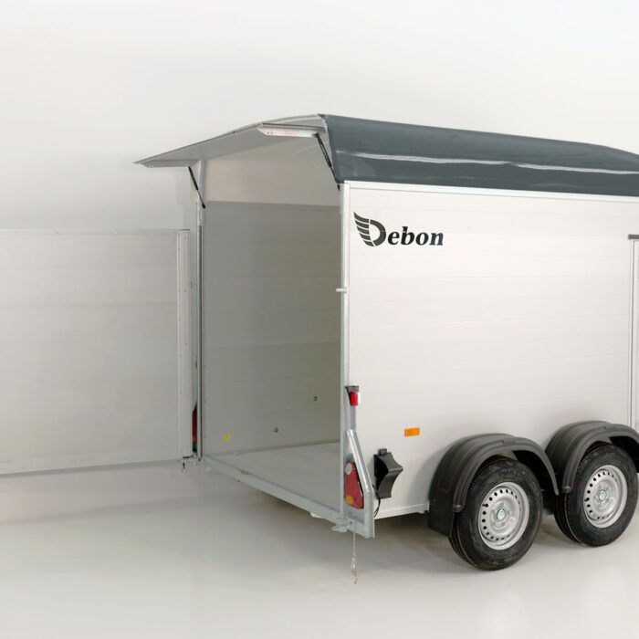 Debon Kofferanhänger C500 164x300cm H:200cm 2,0t|Alu|Polybug|Tür|grau