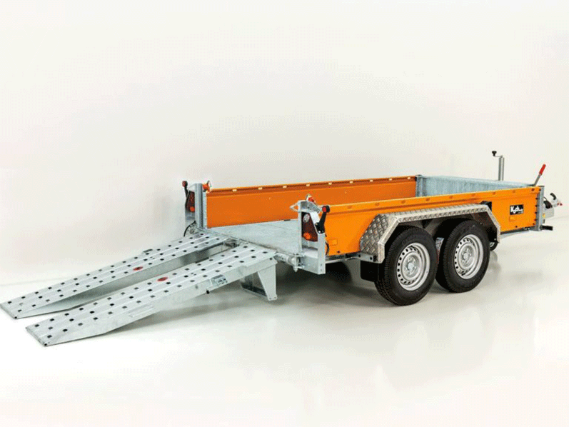 Vezeko Baumaschinenanhänger BA 3,5t|SB|Schwenk-Rampen|orange