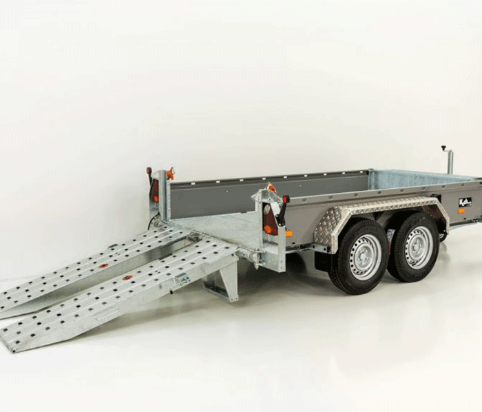 Vezeko Baumaschinenanhänger BA 155x360cm 3,5t|SB|Schwenk-Rampen|grau